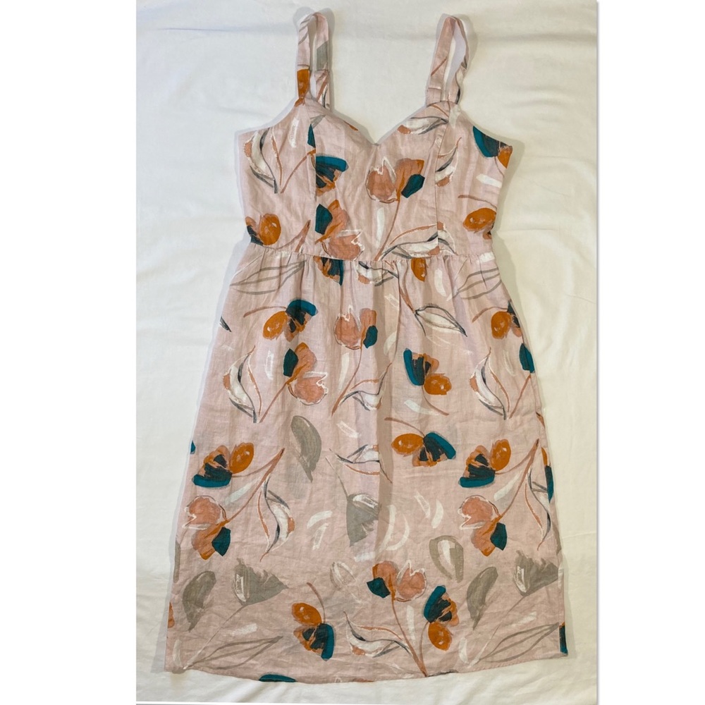 Rachel Zoe Floral 100% Linen Midi Dress Size 8 NWT